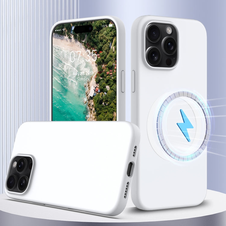 Apple iPhone 16 Pro Max Shockproof Silicone MagSafe Phone Case Cover - White