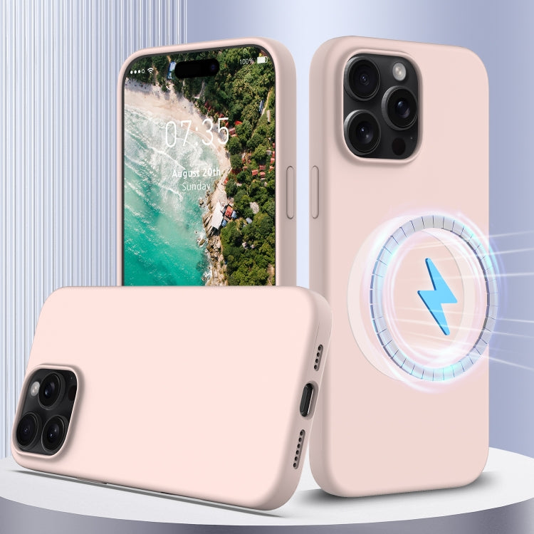 Apple iPhone 16 Pro Max Shockproof Silicone Magsafe Phone Case Cover (Sand Pink)