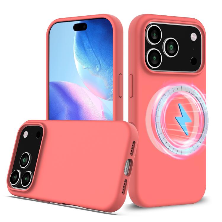 Apple iPhone 17 Pro Max Shockproof Silicone MagSafe Phone Case - Pink Orange
