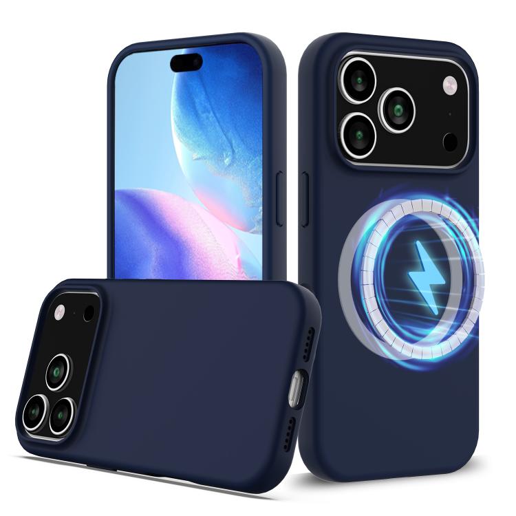 Shockproof Silicone MagSafe Phone Case for Apple iPhone 17 Pro - Navy Blue