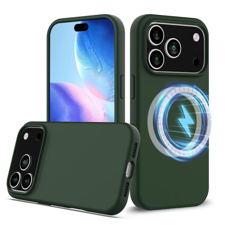 Apple iPhone 17 Pro Shockproof Silicone MagSafe Case - Dark Green