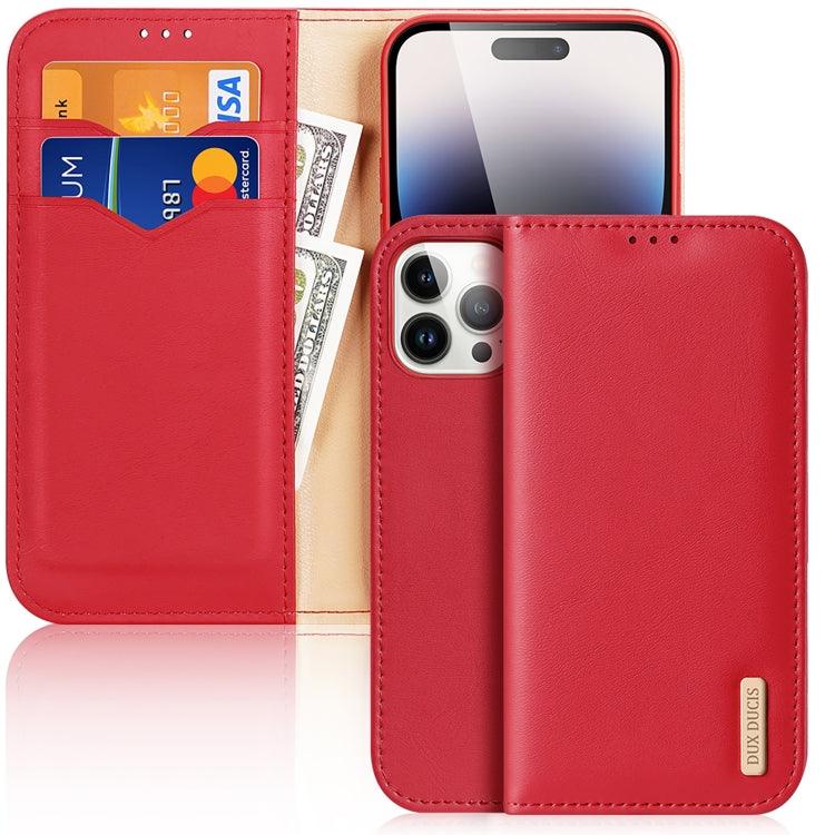 Apple iPhone 15 Pro Max DUX DUCIS Hivo Series Cowhide + PU + TPU Flip Phone Case Cover (Red)