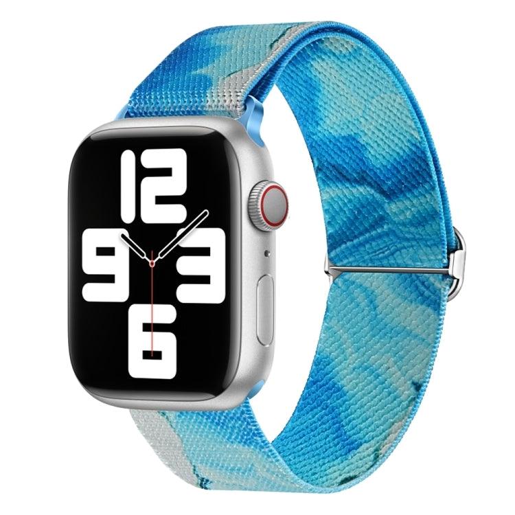 Apple Watch Series 9, 8, 7, 6, SE, 41mm, 40MM, 38mm Painted Pattern Nylon Replacement Watch Band (Ocean Blue)