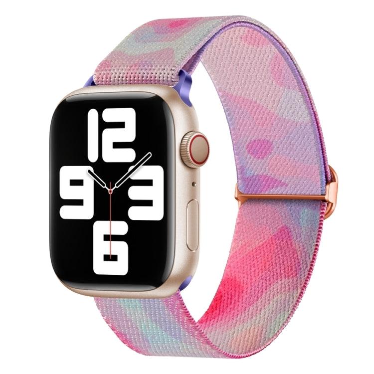 Apple Watch Series 9, 8, 7, 6, SE, 41mm, 40MM, 38mm Painted Pattern Nylon Replacement Watch Band (Ladder Purple Blue)