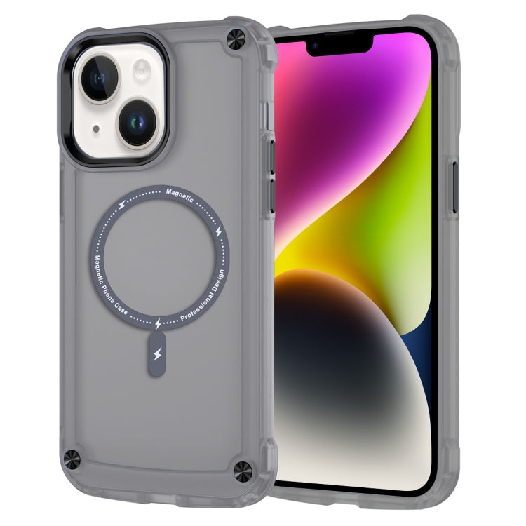 Apple iPhone 15 Skin Feel TPU + PC MagSafe Magnetic Phone Case Cover, Transparent Black