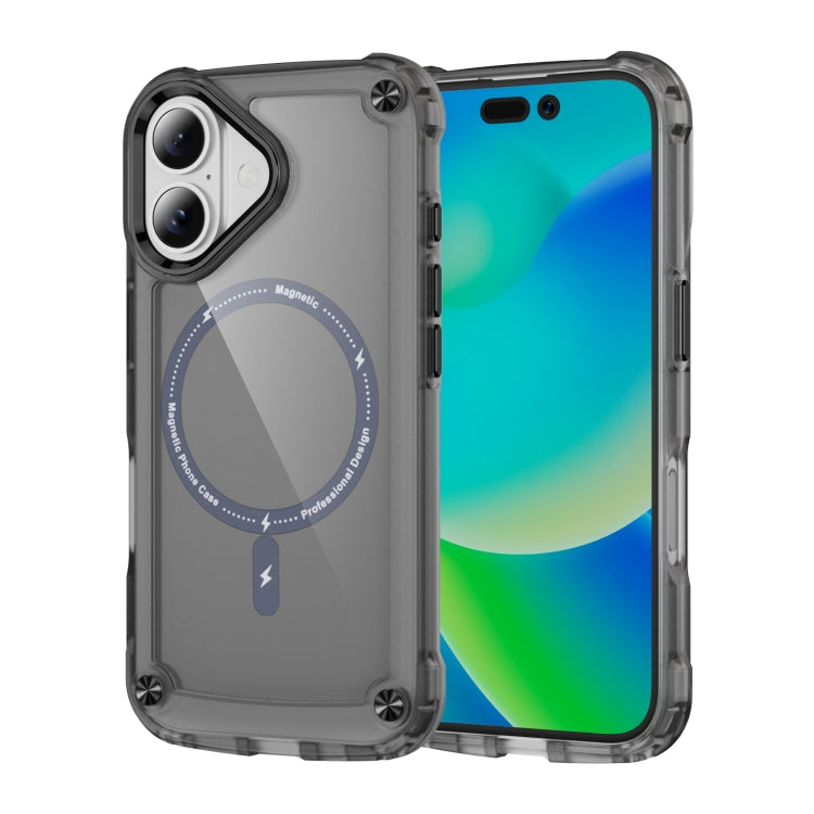 Apple iPhone 16 Skin Feel TPU + PC MagSafe Magnetic Phone Case Cover (Transparent Black)