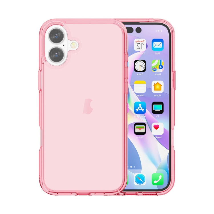 Apple iPhone 16 Shockproof Terminator Transparent Phone Case Cover (Pink)