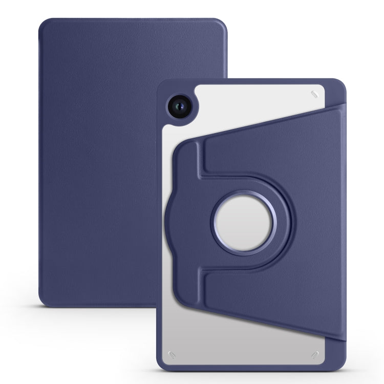 Samsung Galaxy Tab A9+ 360° Rotation Smart Acrylic Leather Case - Dark Blue