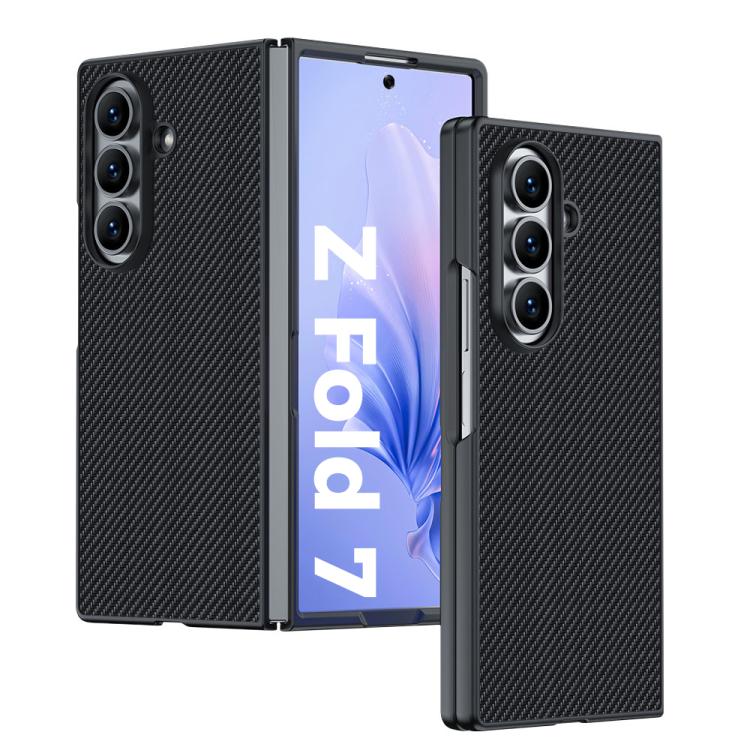 Samsung Galaxy Z Fold7 Ultra-thin Carbon Fiber Texture Printing Phone Case Cover - Black