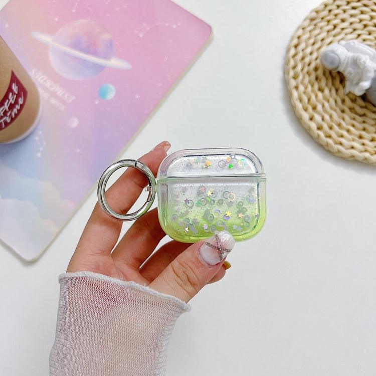 Apple AirPods 3 Transparent Glitter Bluetooth Earphone Protective Case (Green)