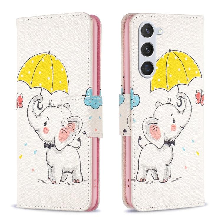 Samsung Galaxy S24 5G Colored Drawing Pattern Leather Phone Case Cover (Umbrella Elephant)