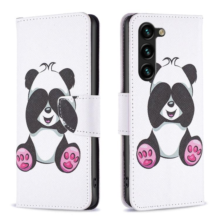 Samsung Galaxy S24+ 5G Colored Drawing Pattern Leather Phone Case Cover (Panda)