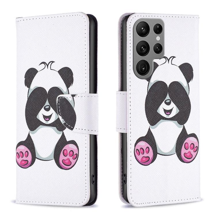 Samsung Galaxy S24 Ultra 5G Colored Drawing Pattern Leather Phone Case Cover (Panda)