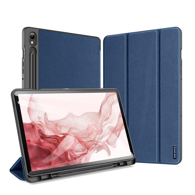 Samsung Galaxy Tab S9 DUX DUCIS Domo Series Cloth Texture Magnetic Leather Tablet Case Cover (Blue)