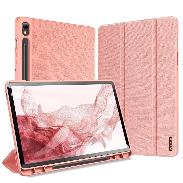 Samsung Galaxy Tab S9 DUX DUCIS Domo Series Cloth Texture Magnetic Leather Tablet Case Cover (Pink)