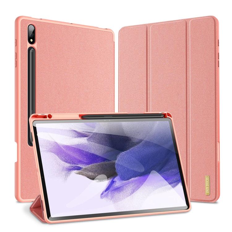 Samsung Galaxy Tab S9+ DUX DUCIS Domo Series Cloth Texture Magnetic Leather Tablet Case Cover (Pink)