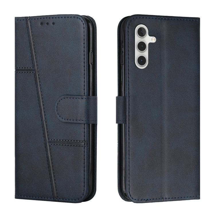 Samsung Galaxy A16 5G Stitching Calf Texture Buckle Leather Phone Case Cover - Blue