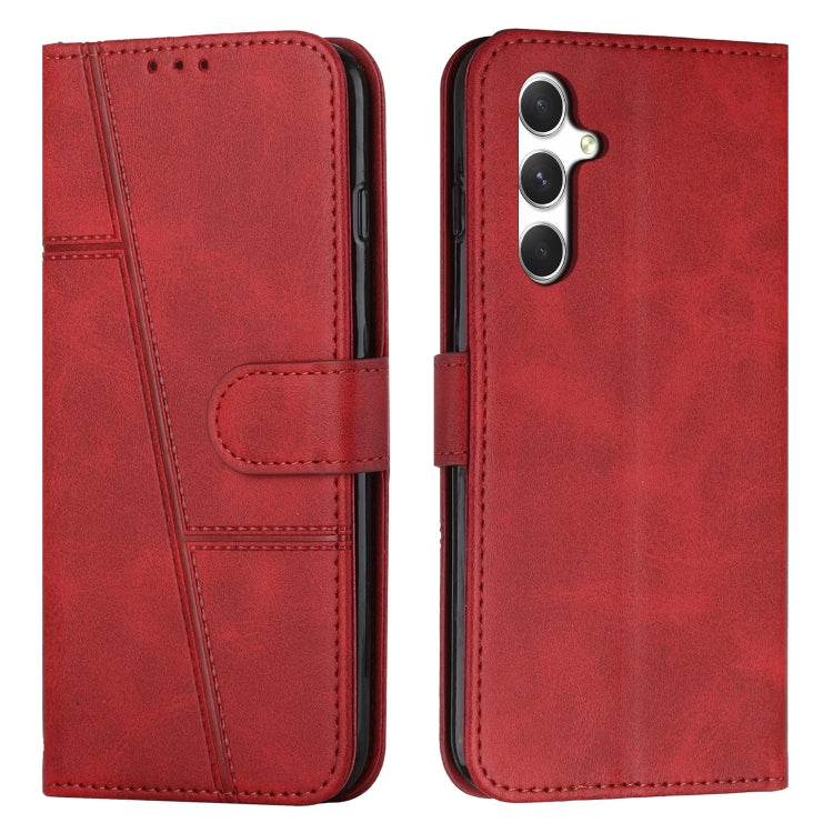Red Stitching Calf Texture Buckle Leather Phone Case Cover for Samsung Galaxy A56 5G