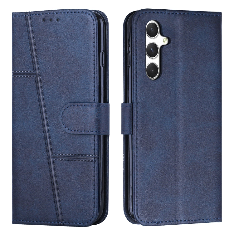 Samsung Galaxy A56 5G Stitching Calf Texture Buckle Leather Phone Case Cover - Blue