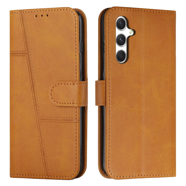 Samsung Galaxy A56 5G Stitching Calf Texture Buckle Leather Phone Case Cover - Yellow