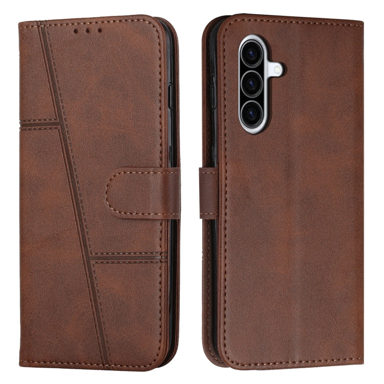 Samsung Galaxy A36 5G Brown Calf Texture Leather Case Cover with Buckle