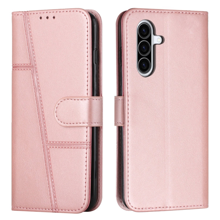 Samsung Galaxy A36 5G Stitching Calf Texture Buckle Leather Phone Case Cover - Rose Gold