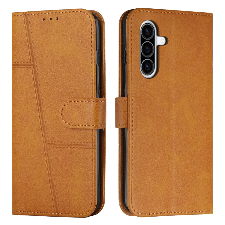 Samsung Galaxy A36 5G Stitching Calf Texture Buckle Leather Phone Case Cover - Yellow