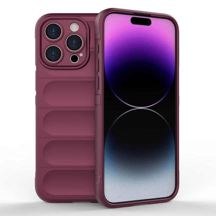 Apple iPhone 15 Pro Max Magic Shield TPU + Flannel Phone Case Cover (Wine Red)