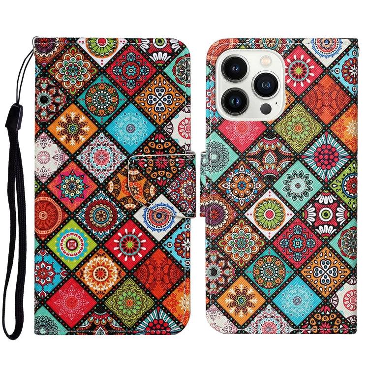 Apple iPhone 15 Pro 3D Colored Drawing Flip Leather Phone Case Cover (Ethnic Totem)