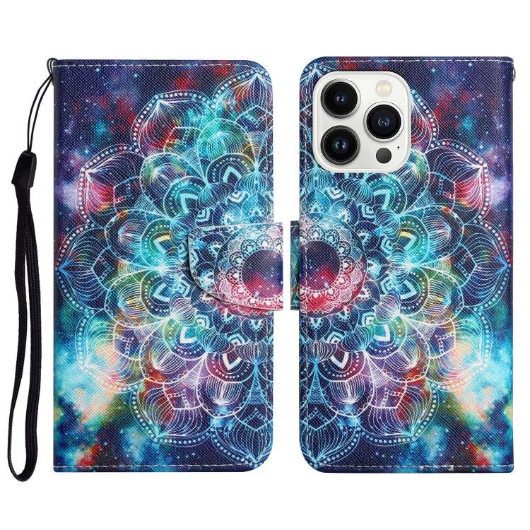 Apple iPhone 15 Pro 3D Colored Drawing Flip Leather Phone Case Cover (Star Mandala)