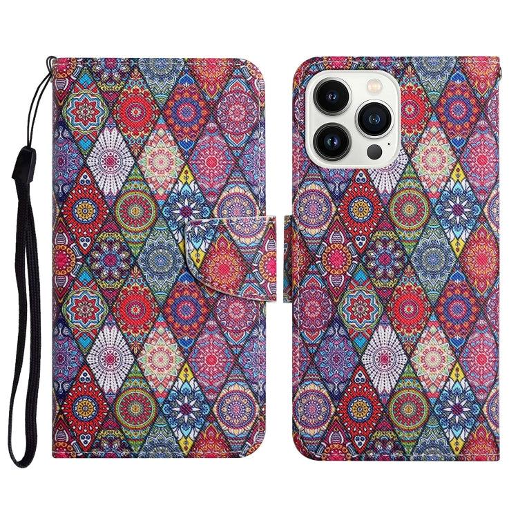 Apple iPhone 15 Pro 3D Colored Drawing Flip Leather Phone Case Cover (Kaleidoscope)