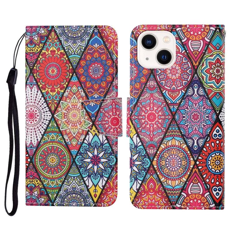 Apple iPhone 15 Plus 3D Colored Drawing Flip Leather Phone Case Cover (Rhombus Totem)