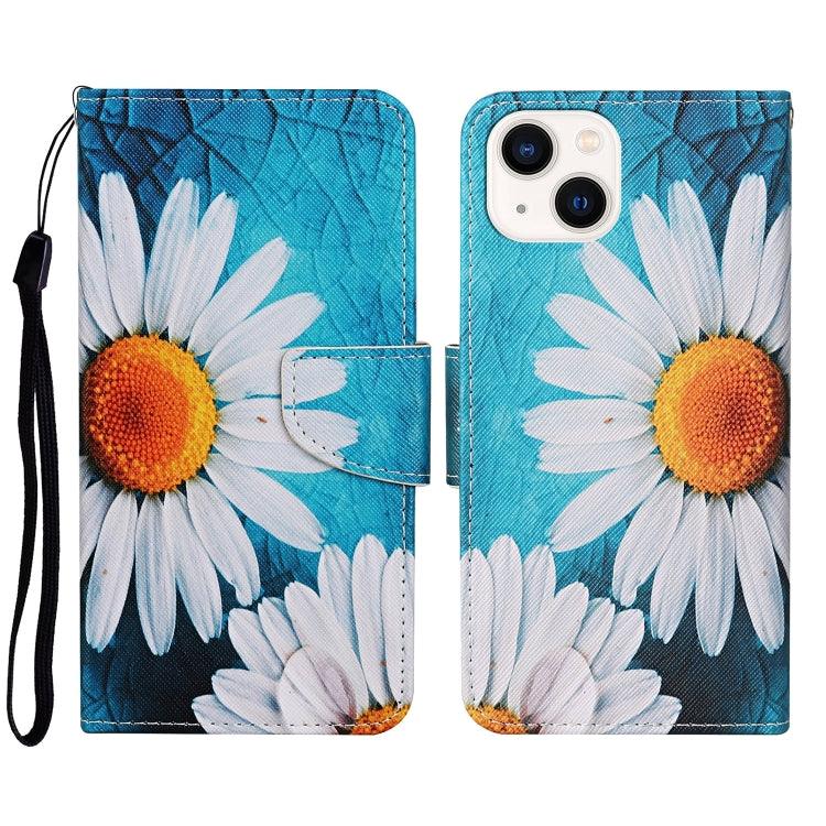 Apple iPhone 15 3D Colored Drawing Flip Leather Phone Case Cover (Chrysanthemum)