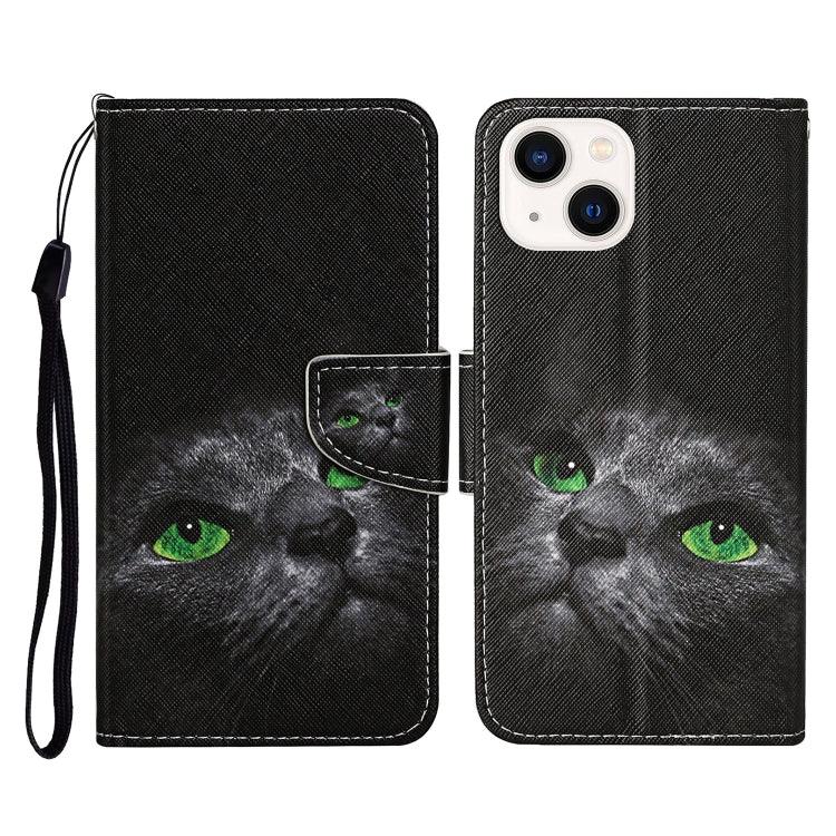 Apple iPhone 15 3D Colored Drawing Flip Leather Phone Case Cover (Black Cat)