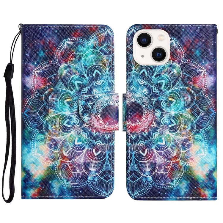 Apple iPhone 15 3D Colored Drawing Flip Leather Phone Case Cover (Star Mandala)