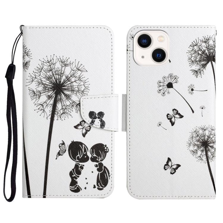 Apple iPhone 15 3D Colored Drawing Flip Leather Phone Case Cover (Dandelions)