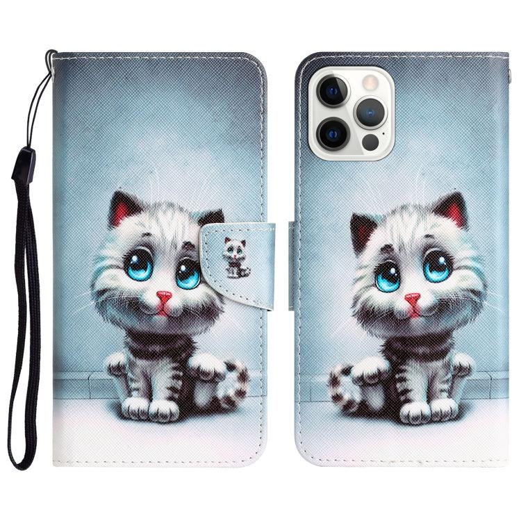 Apple iPhone 15 Pro Max Colored Drawing Leather Phone Case Cover (Blue Eyes)