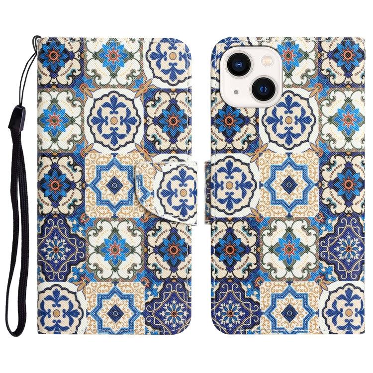 Apple iPhone 15 Colored Drawing Leather Phone Case Cover (Vintage Totem)