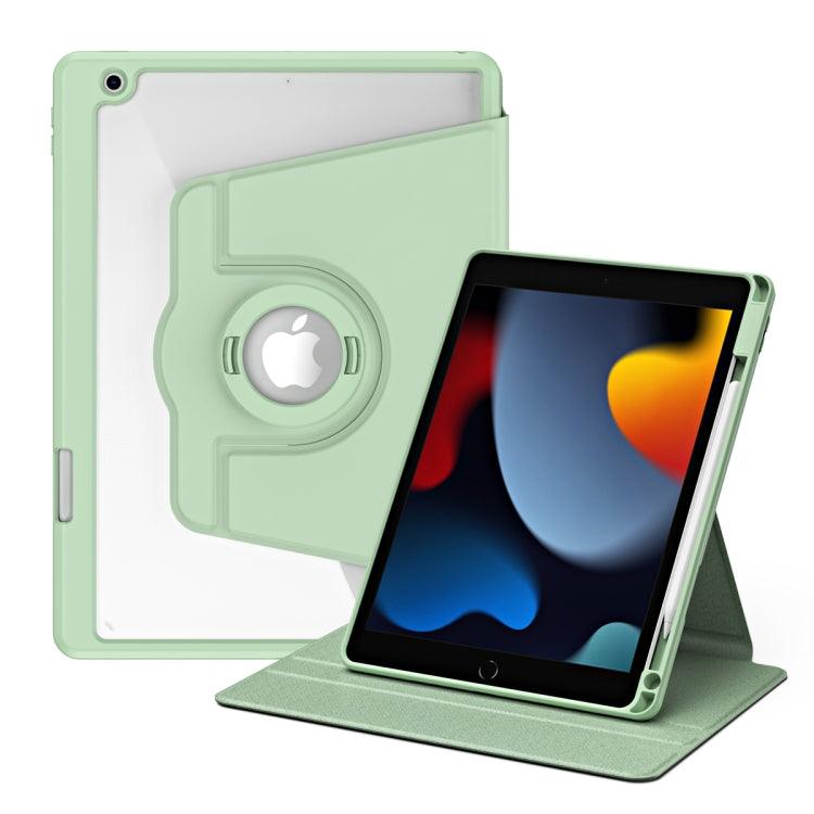 Apple iPad 10.2 2021 2020 2019 Acrylic 360 Rotation Detachable Leather Tablet Case Cover (Green)