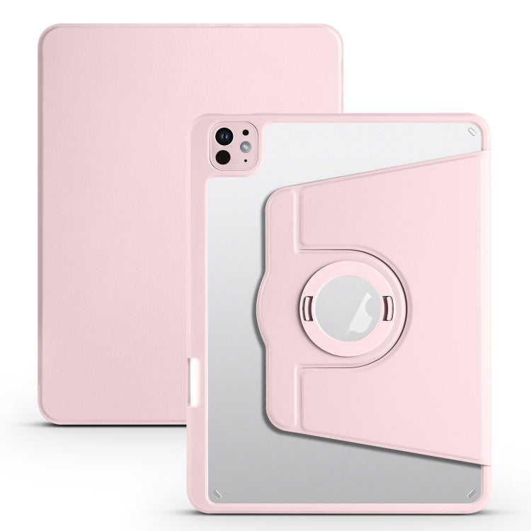 Apple iPad Pro 11 2024 Acrylic 360 Rotation Detachable Leather Tablet Case Cover (Sand Pink)