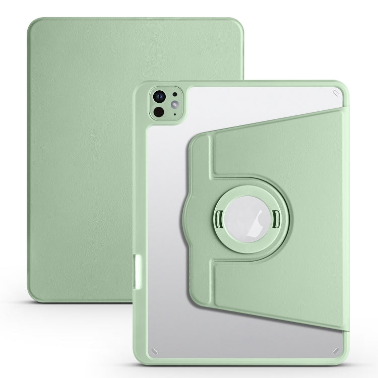 Apple iPad Pro 11 2024 Acrylic 360 Rotation Detachable Leather Tablet Case Cover (Green)