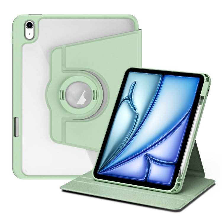 Apple iPad Air 11 2024 Acrylic 360 Rotation Detachable Leather Tablet Case Cover (Green)