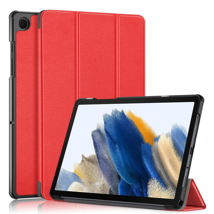 Samsung Galaxy Tab A9 Plus 3-Folding Leather Smart Tablet Case - Red