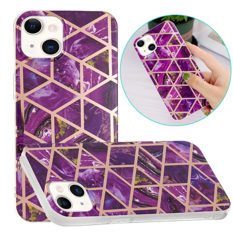 Electroplating Soft TPU Phone Case Cover Apple iPhone 15 (Purple Rhombus)