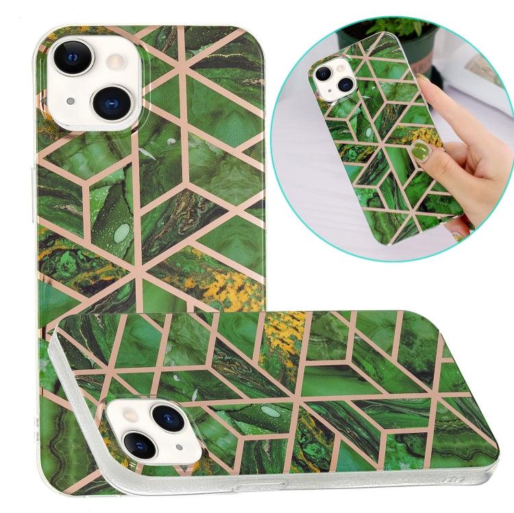 Electroplating Soft TPU Phone Case Cover Apple iPhone 15 (Green Rhombus)