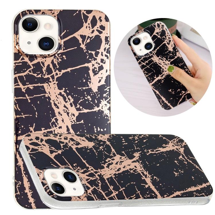 Electroplating Soft TPU Phone Case Cover Apple iPhone 15 (Black Gold)