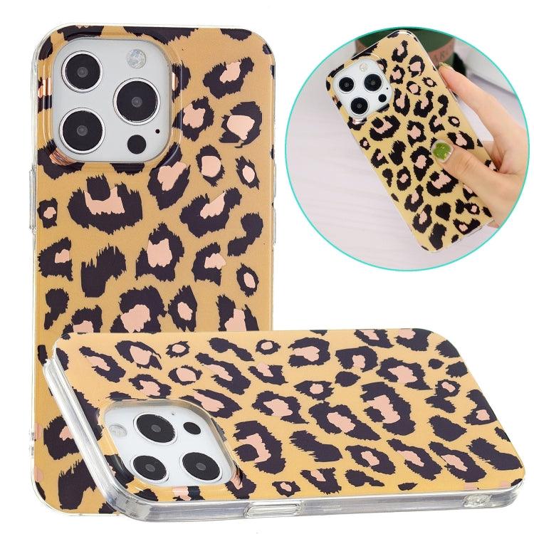 Electroplating Soft TPU Phone Case Cover Apple iPhone 15 Pro (Leopard Print)