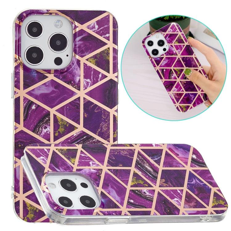 Electroplating Soft TPU Phone Case Cover Apple iPhone 15 Pro (Purple Rhombus)