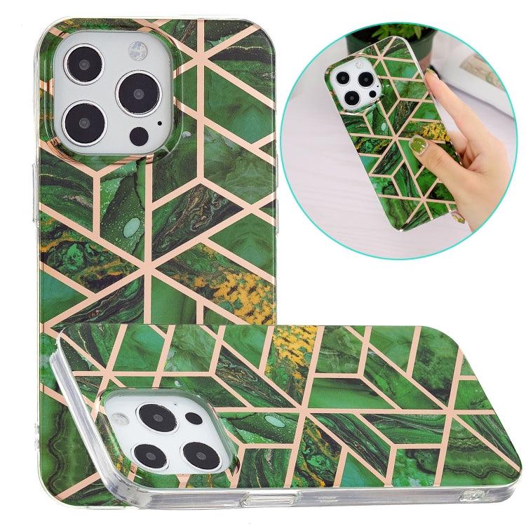 Electroplating Soft TPU Phone Case Cover Apple iPhone 15 Pro (Green Rhombus)