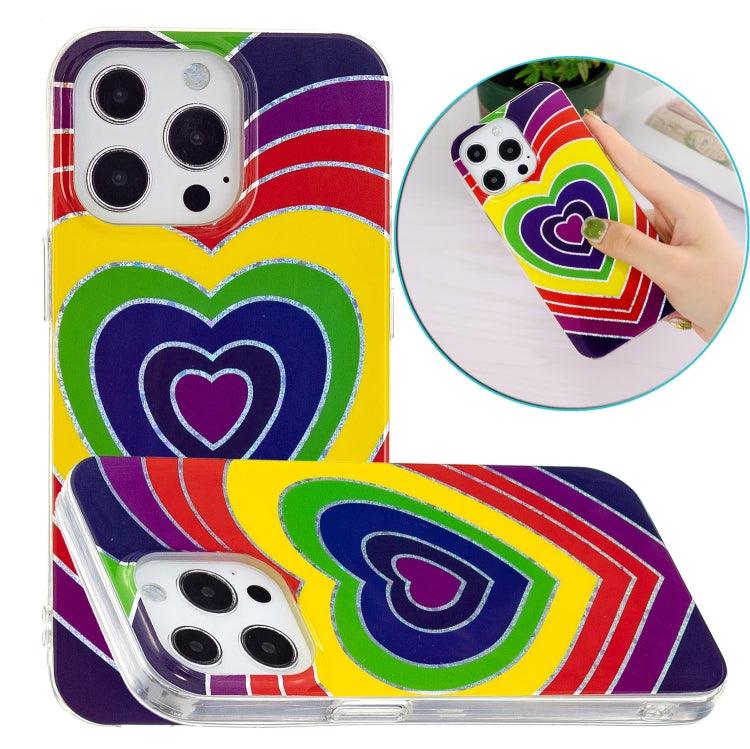 Electroplating Soft TPU Phone Case Cover Apple iPhone 15 Pro (Love Heart)